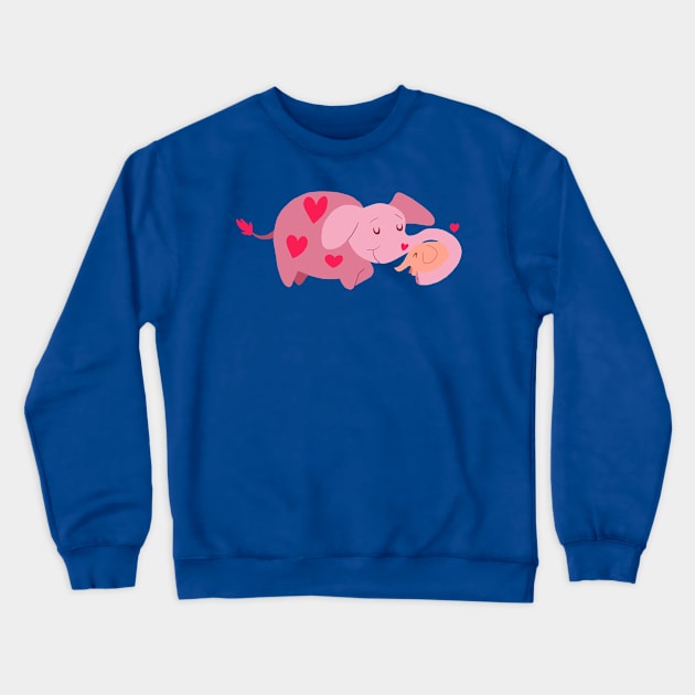 Mama Elephant and Baby Crewneck Sweatshirt by saradaboru